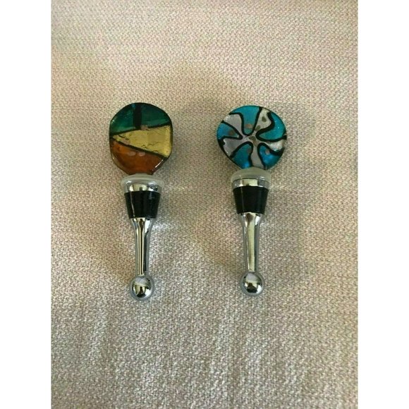 LS Arts Art Glass Wine Bottle Stoppers New In Box - Picture 2 of 5